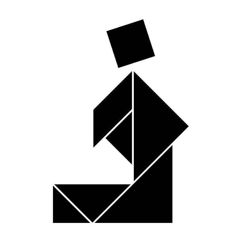 Hombre sentado Tangram Solución